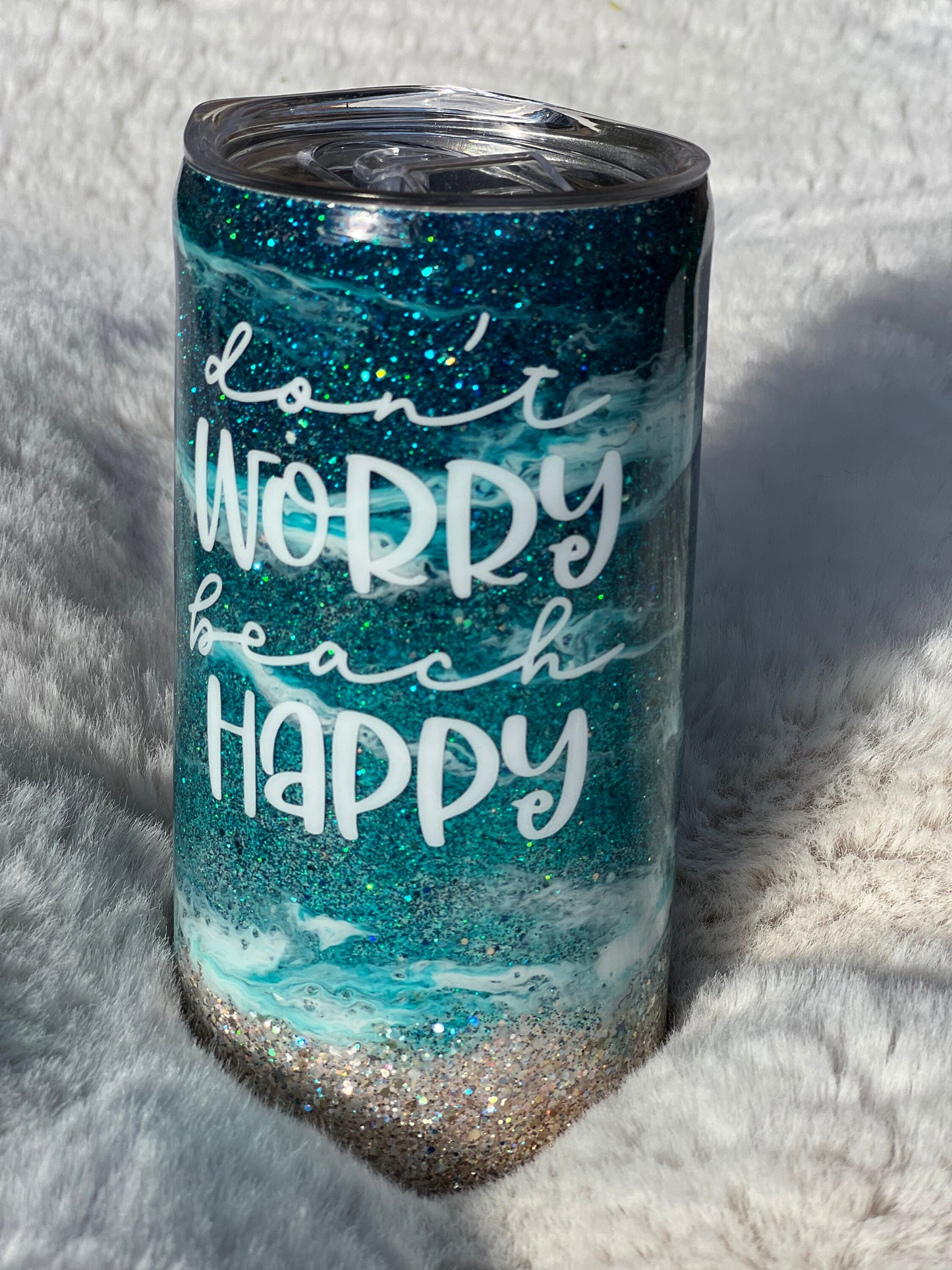 Don’t Worry, Beach Happy Glitter Beach Tumbler Ready to Ship