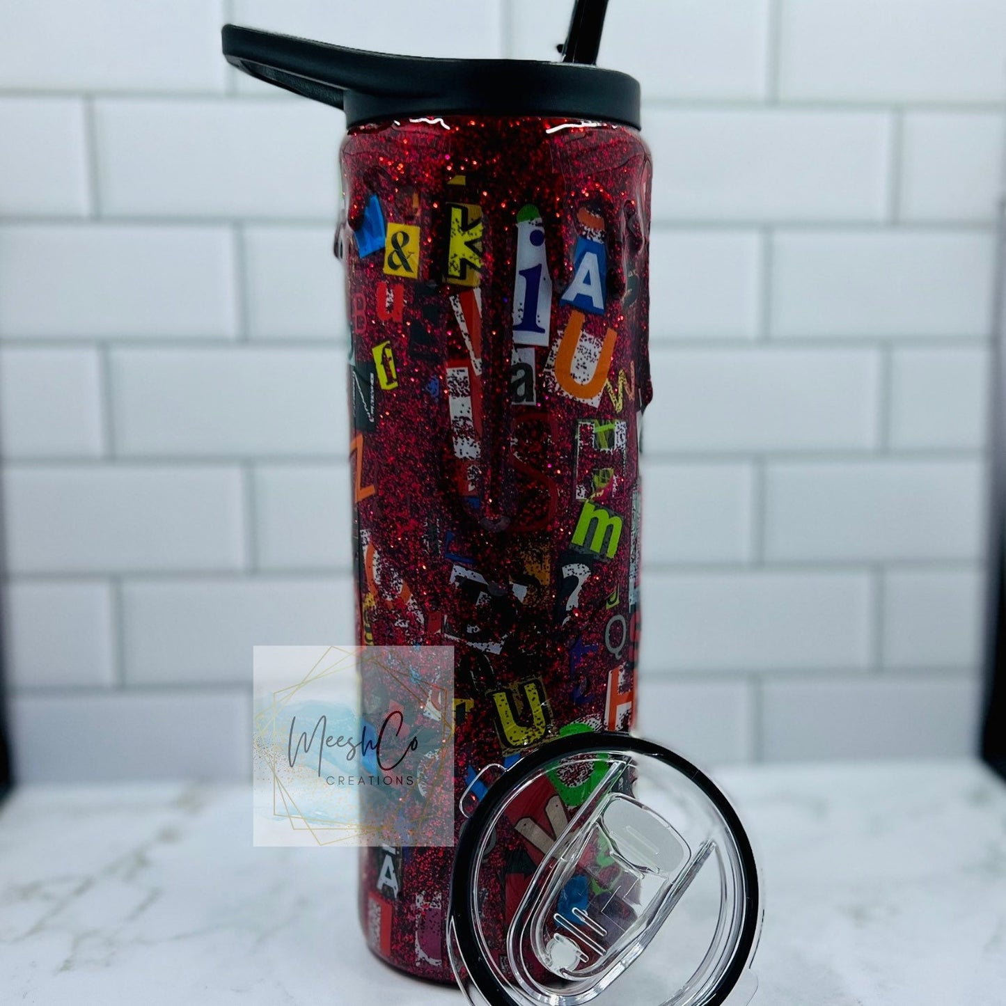 Ransom Note Glitter Drip Tumbler Cup - Ready To Ship