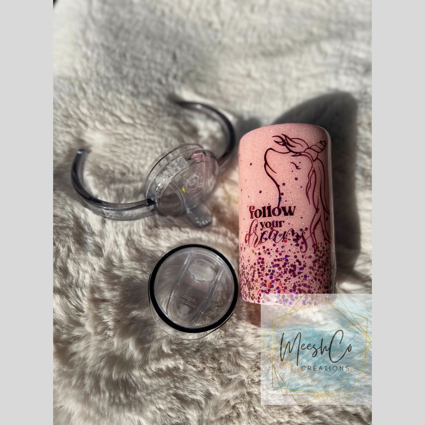 12 oz Kids Glitter Tumbler Cup Unicorn Follow Your Dreams