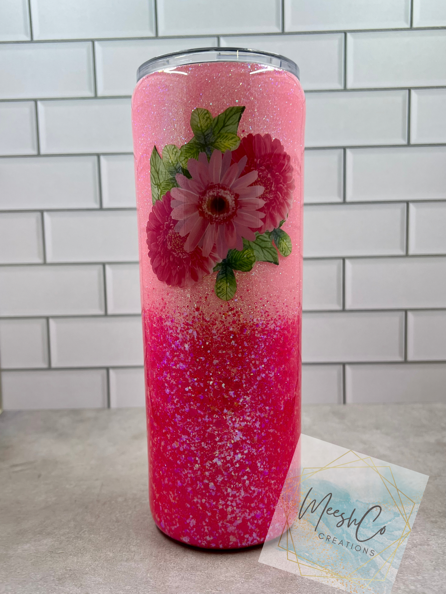 Gerberra Daisy  20 oz. Glitter Tumbler - Ready to Ship