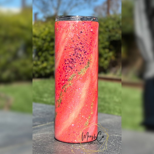 Coral Milkyway Glitter Tumbler - 20 oz with Straw